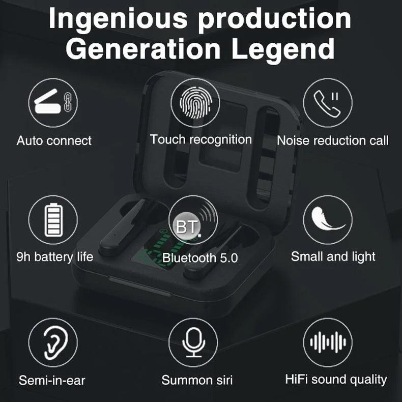 Wireless Bluetooth Earphones With Charging Box & Led Display-1915196637760851972