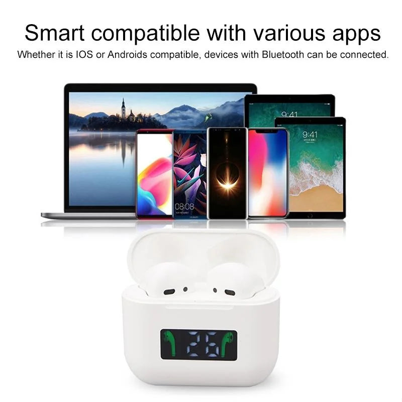 Wireless Bluetooth Earphones With Touch Display - White-1915196624737538055