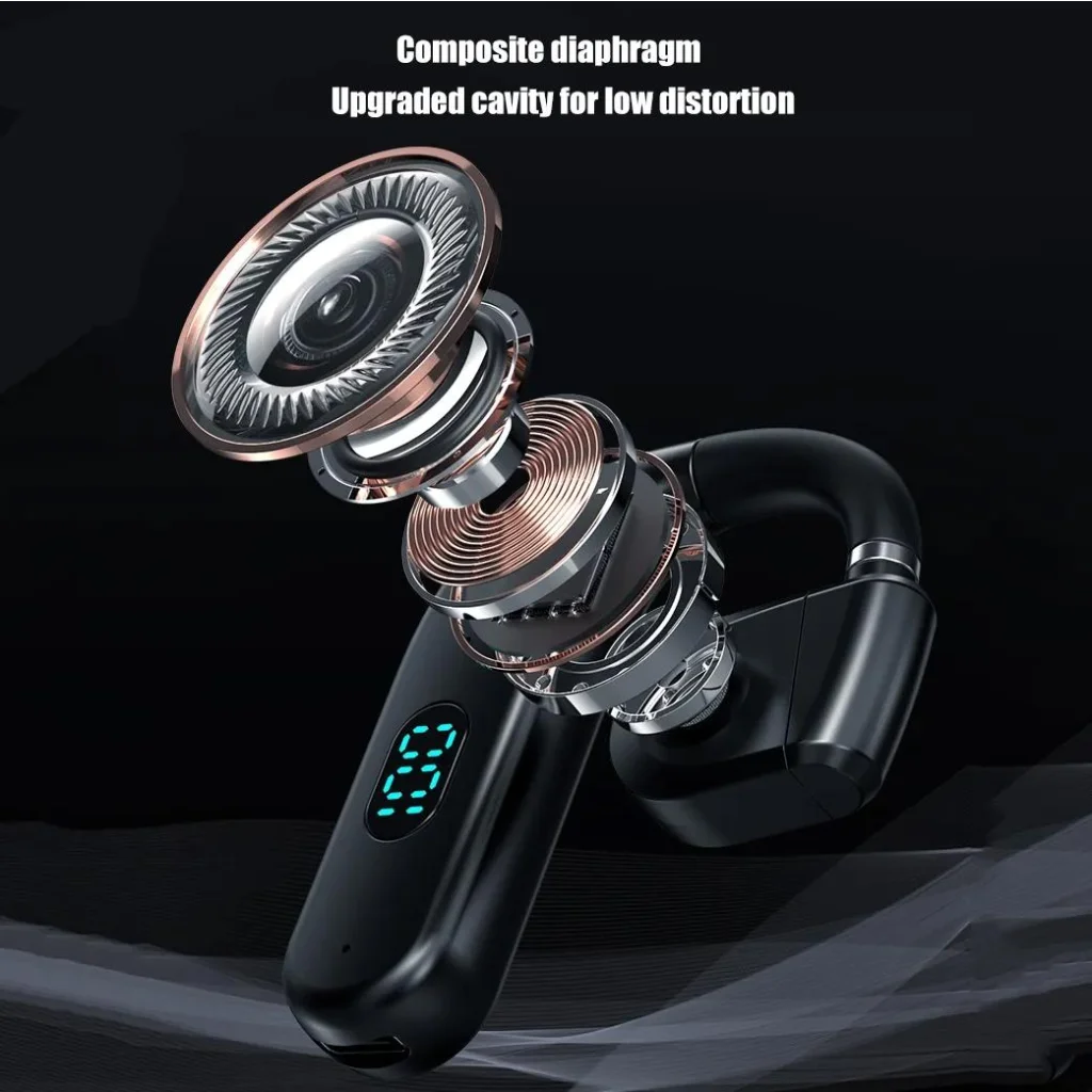 Wireless Bluetooth Headphone with Digital Display - Black