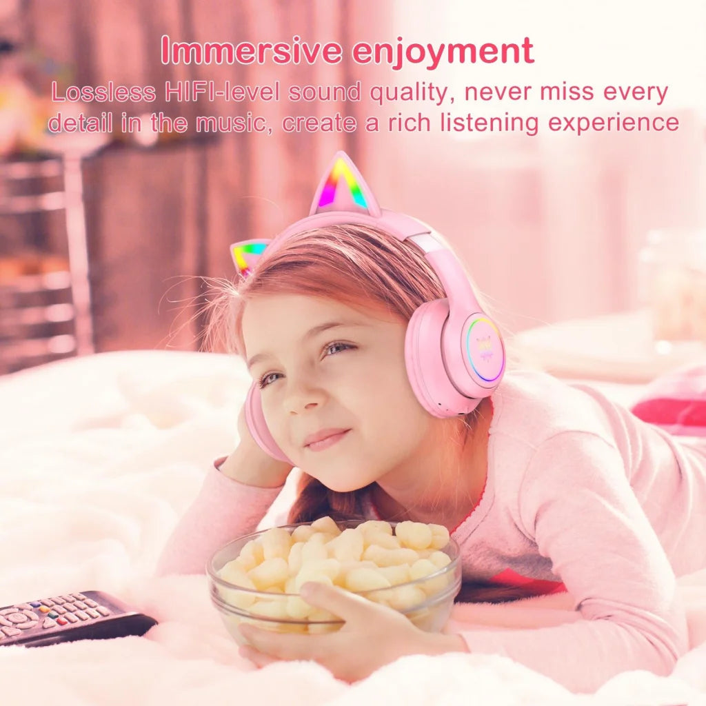Wireless Bluetooth Headphones With Rgb Lighting - Black