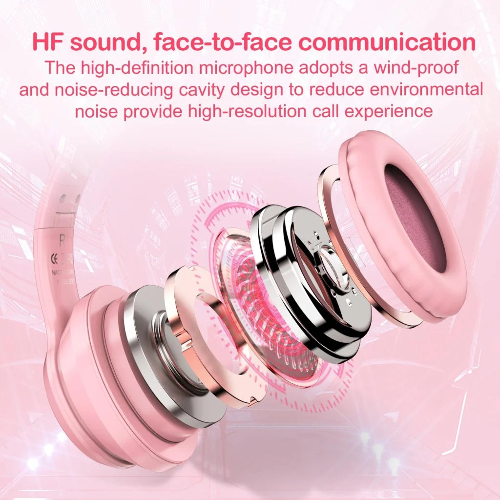 Wireless Bluetooth Headphones With Rgb Lighting - Black