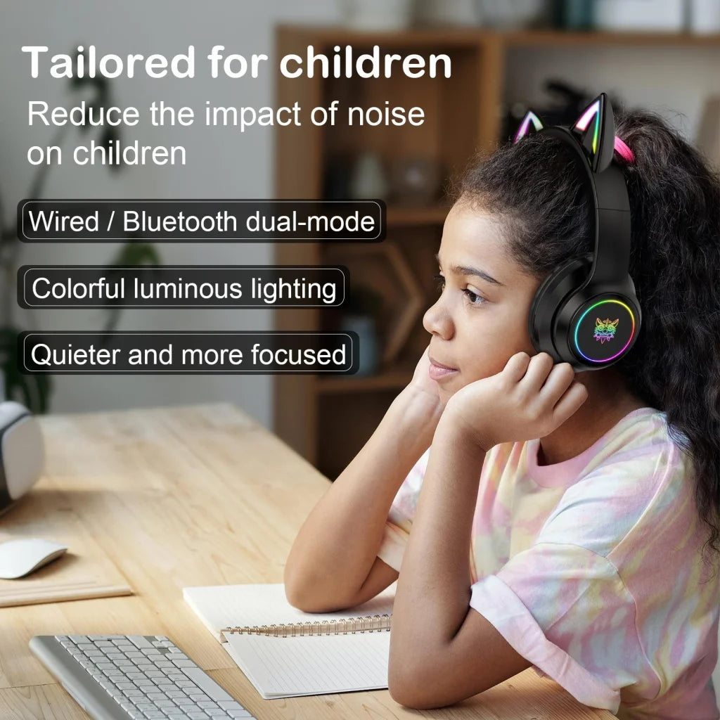 Wireless Bluetooth Headphones With Rgb Lighting - Black