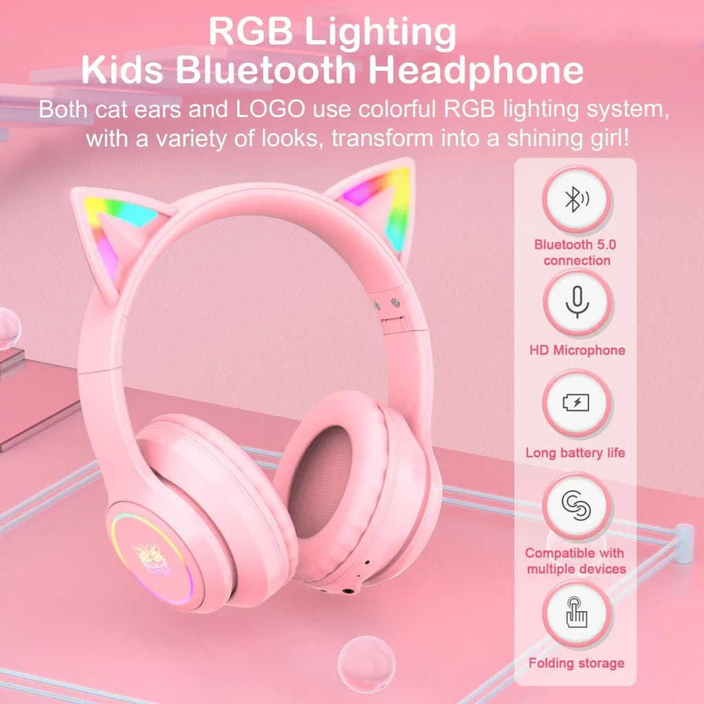 Wireless Bluetooth Headphones With Rgb Lighting - Black