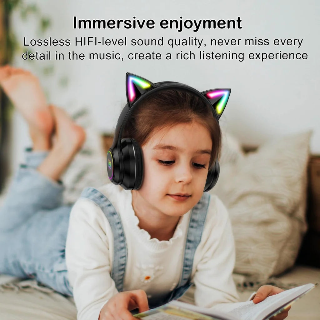 Wireless Bluetooth Headphones With Rgb Lighting - Pink