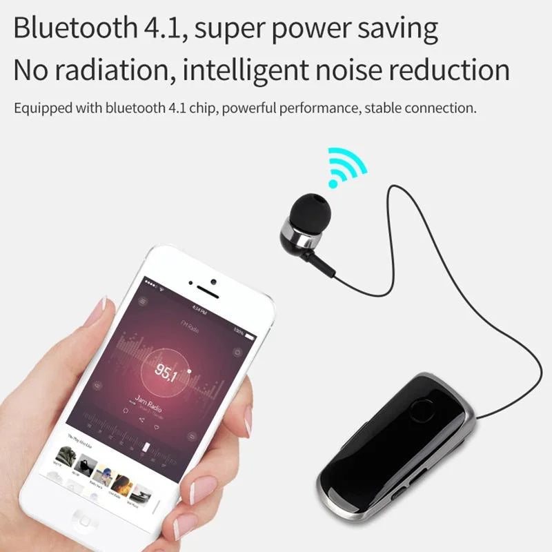 Wireless Bluetooth In-Ear Earphone With Vibrating Alert And Hands-Free Clip - Rose Red-1915197840481718276