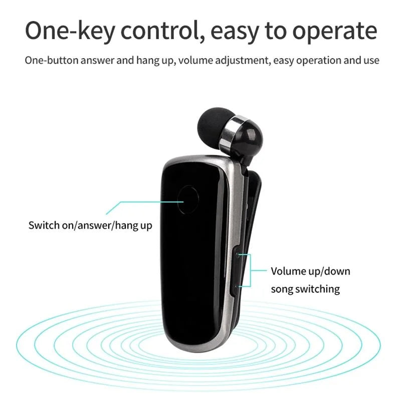 Wireless Bluetooth In-Ear Earphone With Vibrating Alert And Hands-Free Clip - Rose Red-1915197840481718274