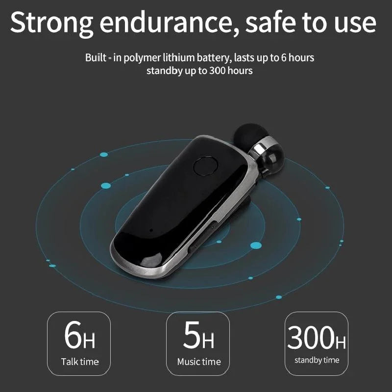 Wireless Bluetooth In-Ear Earphone With Vibrating Alert And Hands-Free Clip - White-1915197850657099781