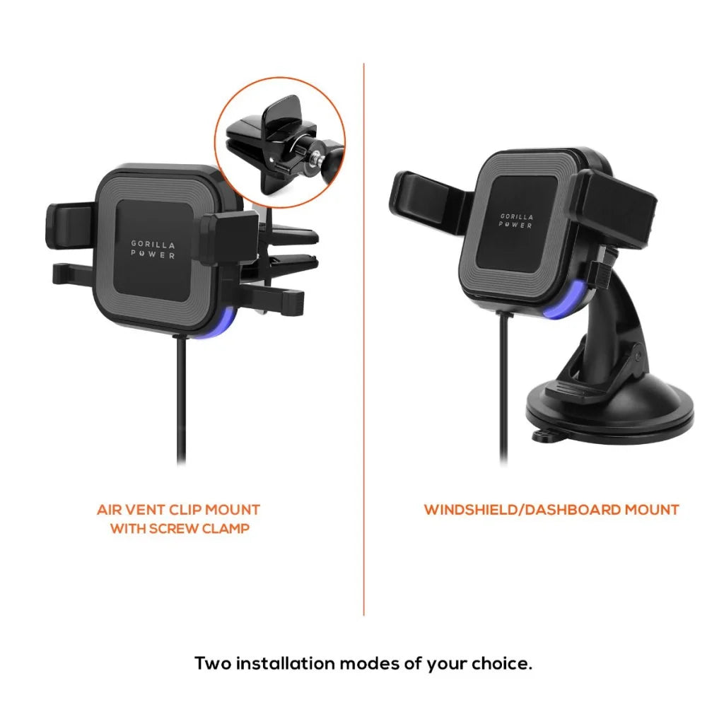 Wireless Car Charger 10W with 2.4A USB Charging Air Vent