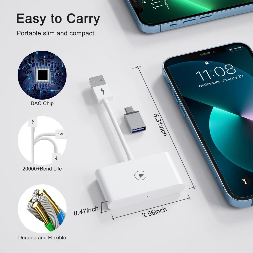 Wireless Carplay Adapter For Iphone - Usb & Usb-C-1915196637609857030