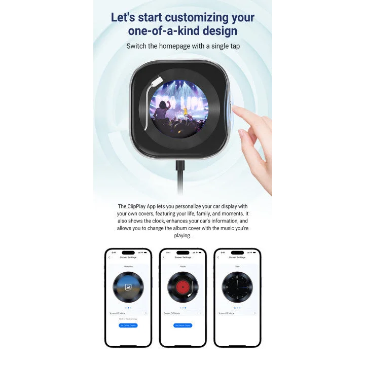 Wireless CarPlay Adapter with 1.6’’ Multi-Functional Screen