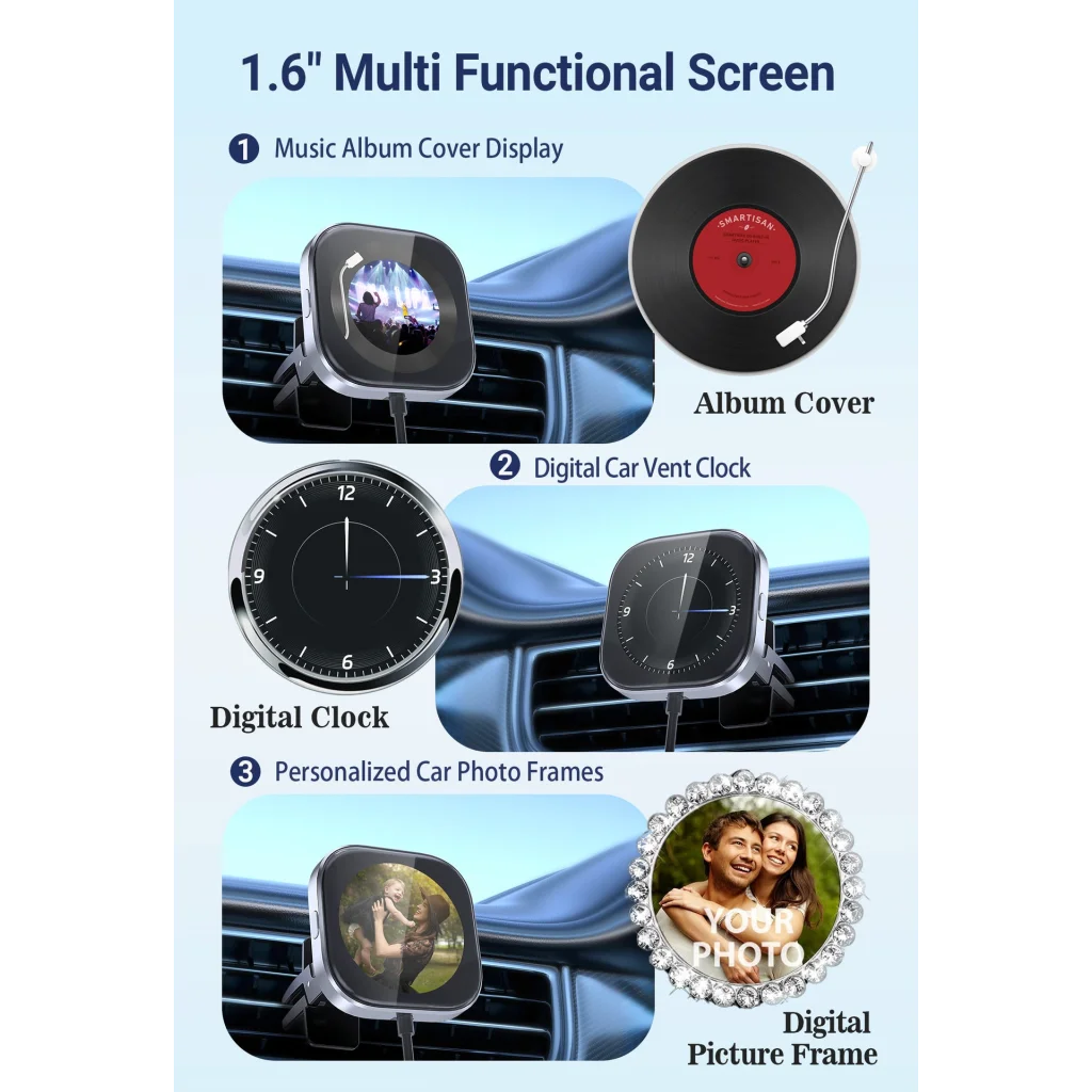 Wireless CarPlay Adapter with 1.6’’ Multi-Functional Screen