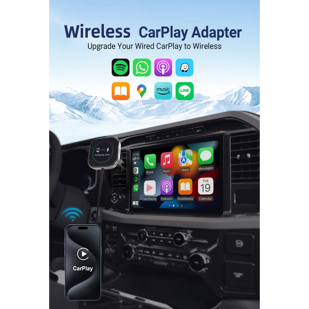 Wireless CarPlay Adapter with 1.6’’ Multi-Functional Screen