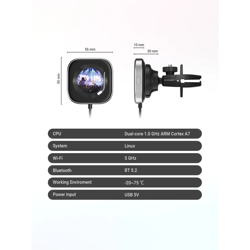 Wireless CarPlay Adapter with 1.6’’ Multi-Functional Screen