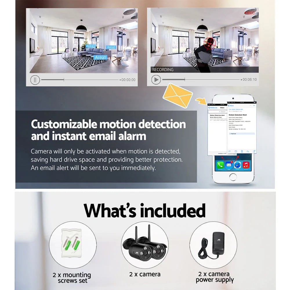 Wireless CCTV System 2 Camera Set For DVR Outdoor Long