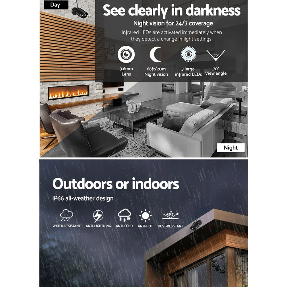 Wireless CCTV System 2 Camera Set For DVR Outdoor Long