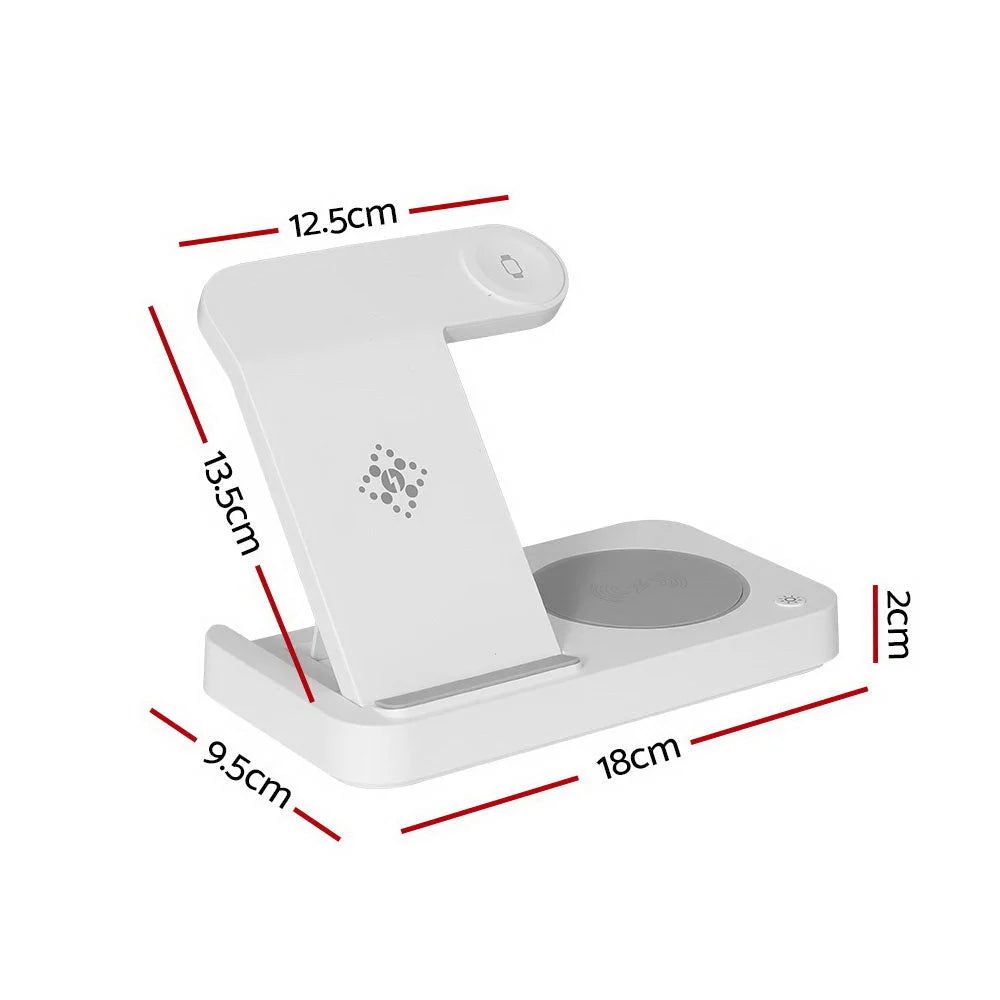 Wireless Charger Dock 4-in-1 Fast Charging for Phone - White
