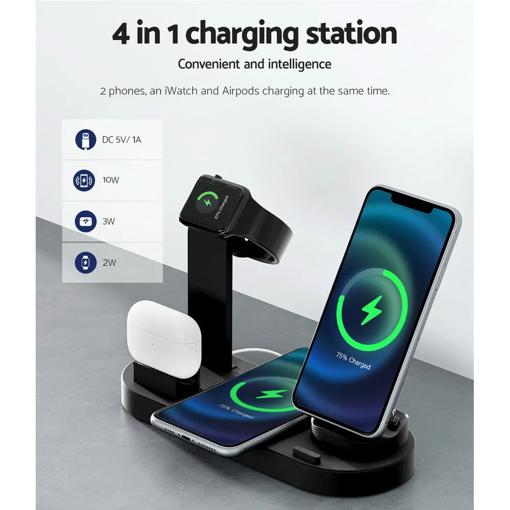 Wireless charger dock with boxed accessories and matching pieces