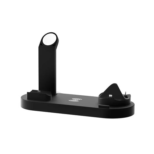 Wireless charger dock with matching accessories and clear item layout