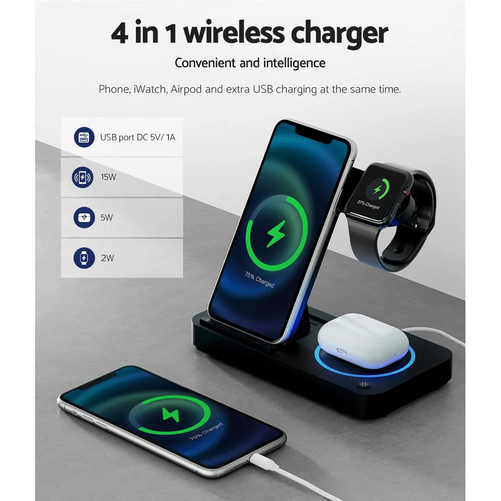 Wireless Charger Station 4-in-1 Fast Charging for Phone