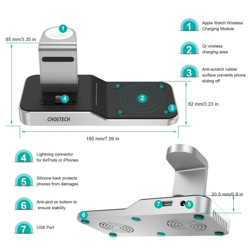 Wireless Charging Station 4-in-1 for iPhone/Apple
