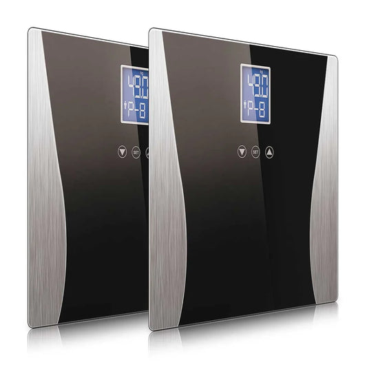 Wireless Digital Body Fat LCD Bathroom Weighing Scale 2X Electronic Weight Tracker - Black - Premium