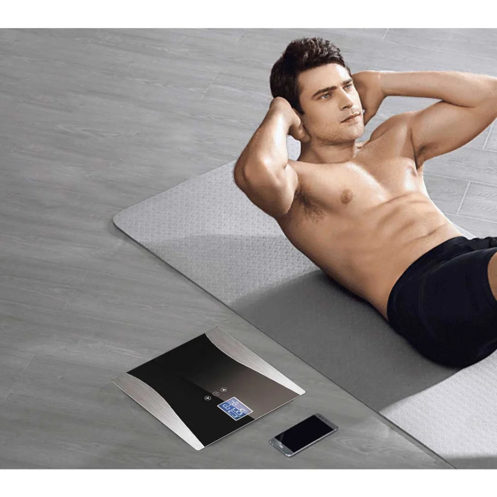 Wireless Digital Body Fat LCD Bathroom Weighing Scale Electronic Weight Tracker - Black - Premium