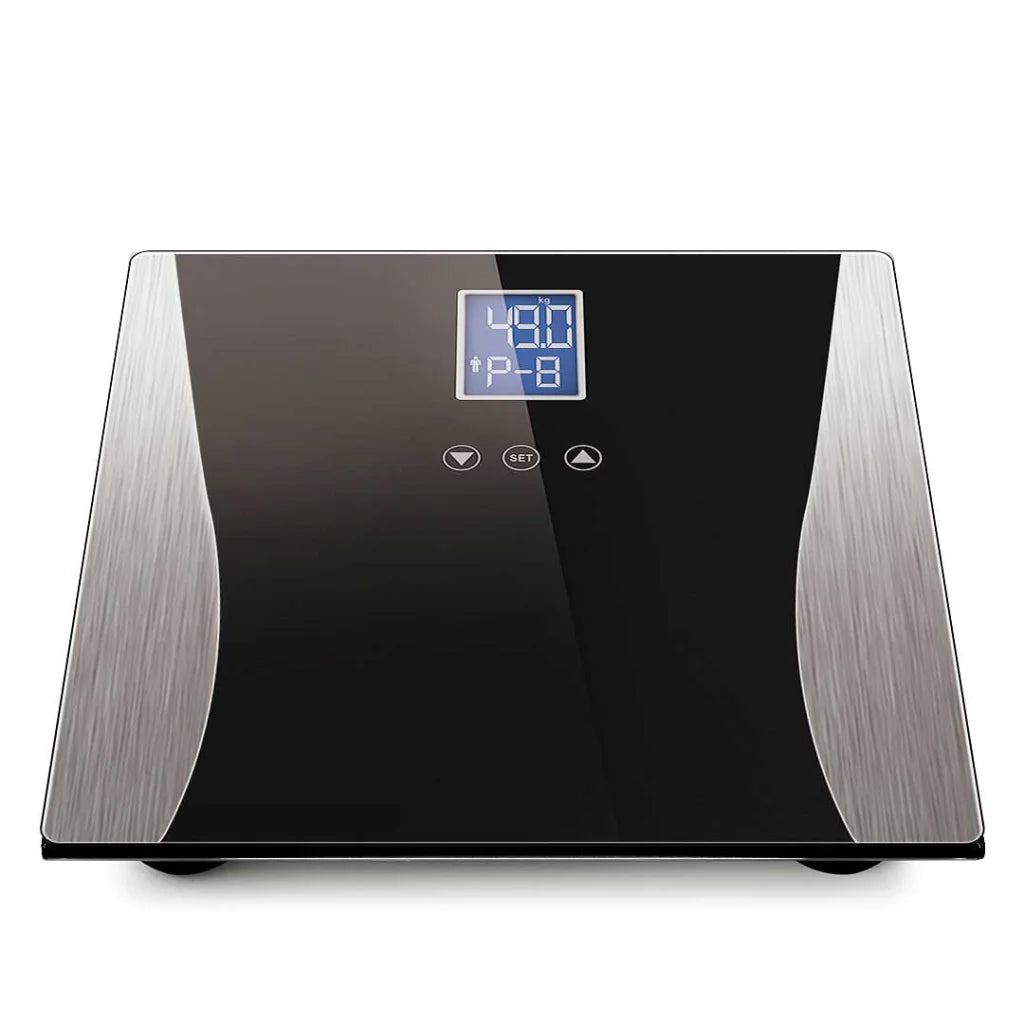 Wireless Digital Body Fat LCD Bathroom Weighing Scale Electronic Weight Tracker - Black - Premium
