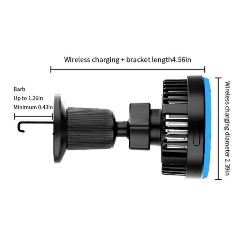 Wireless Magnetic Car Vent Charger With Colourful Light - Phone Charging Stand-1915197595597279237