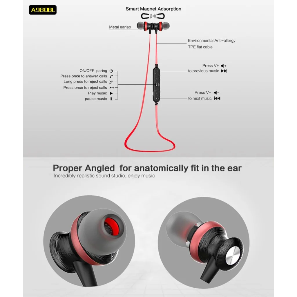 Wireless Magnetic Sport Earphones With Bluetooth Control-1915196542009085955
