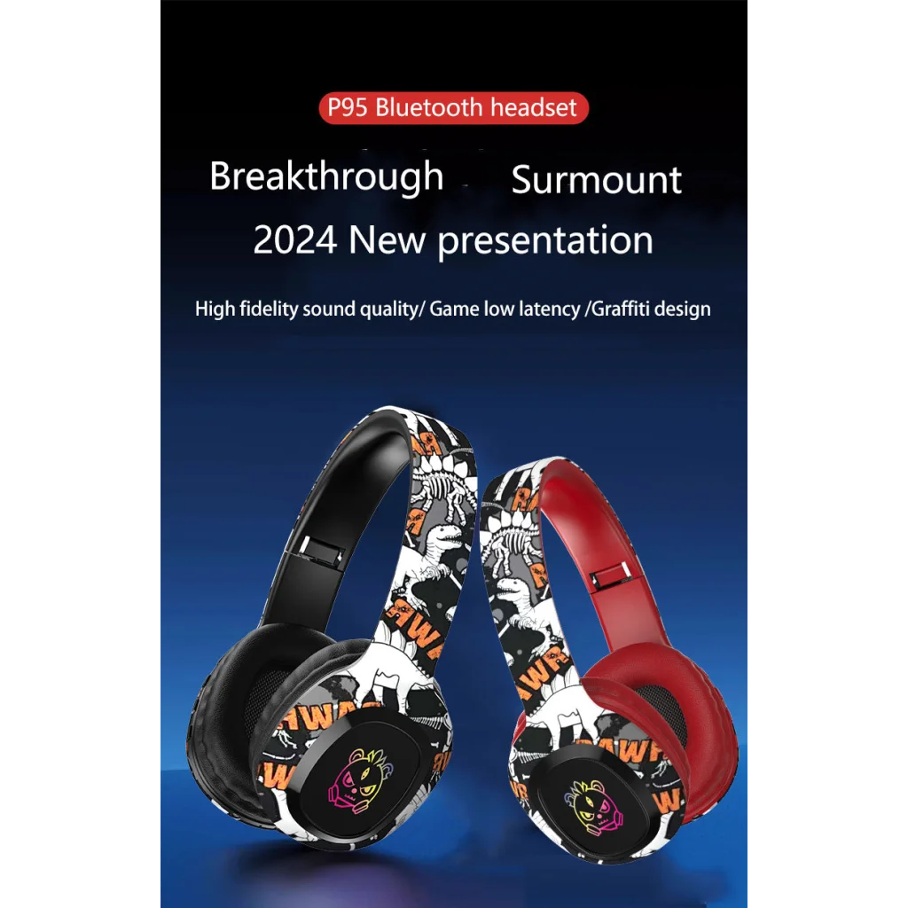 Wireless Over-Ear Headphones with Graffiti Design