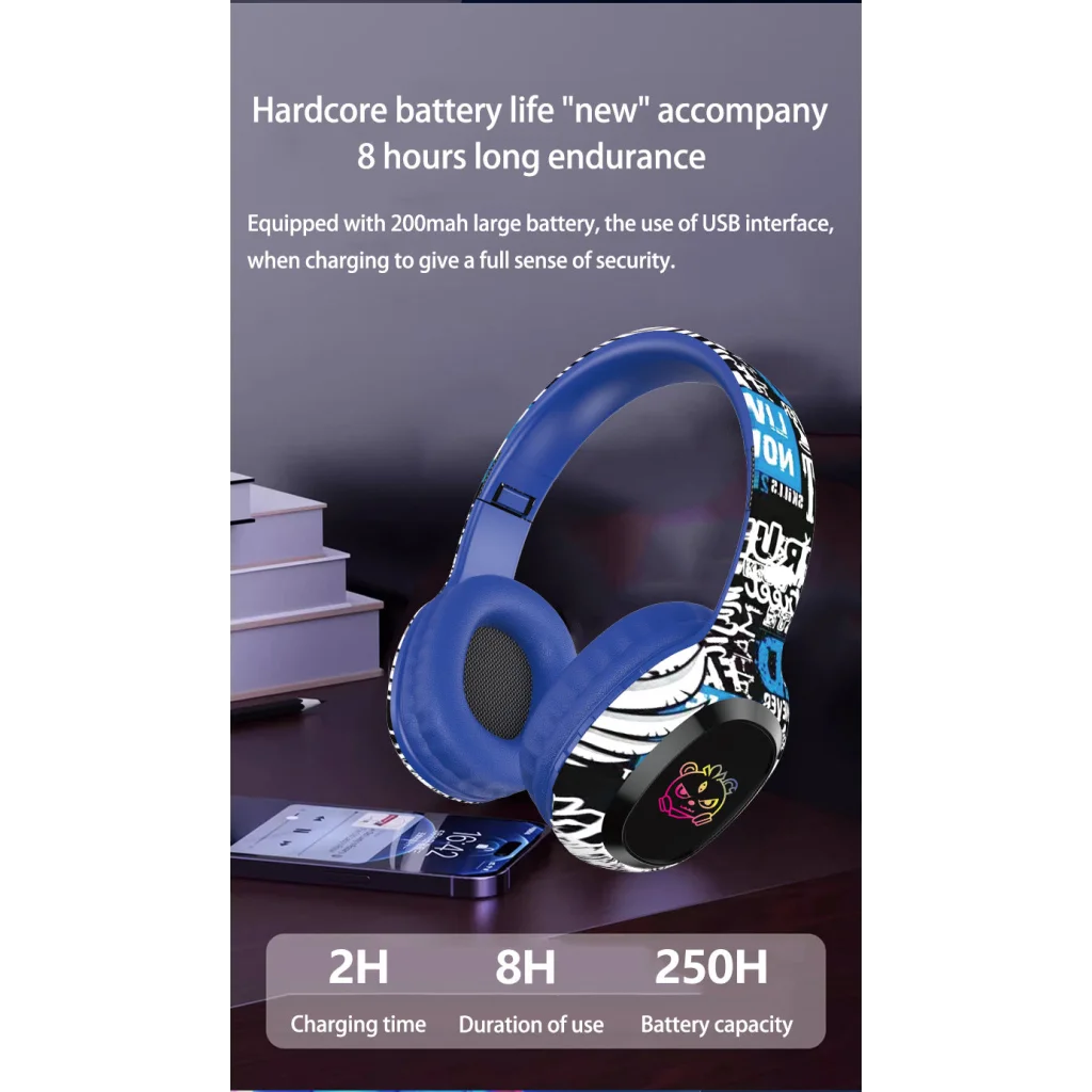 Wireless Over-Ear Headphones with Graffiti Design