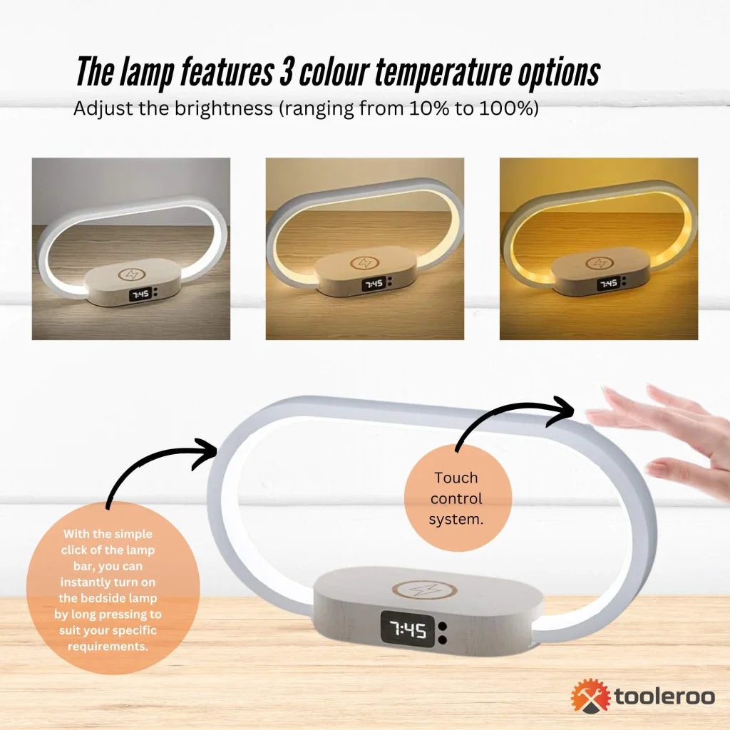 Wireless Phone Charger Table Lamp - USB Port Charging