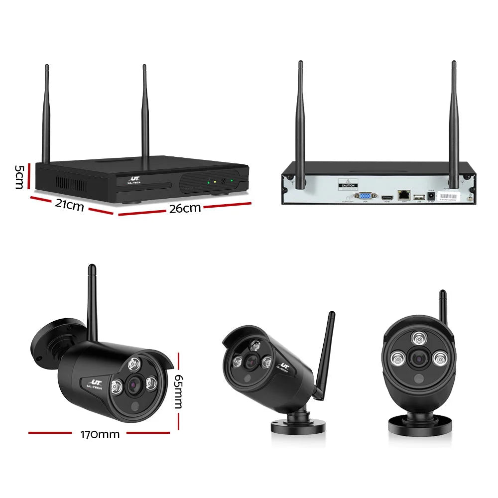 Wireless Security System 8‑CH NVR 1080P 4 Cameras 2 TB
