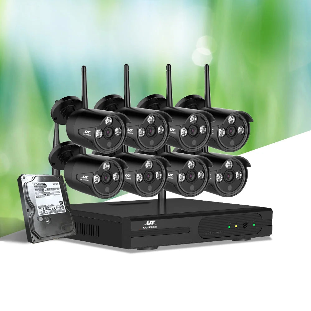 Wireless Security System 8‑CH NVR 1080P 8 Cameras 2 TB