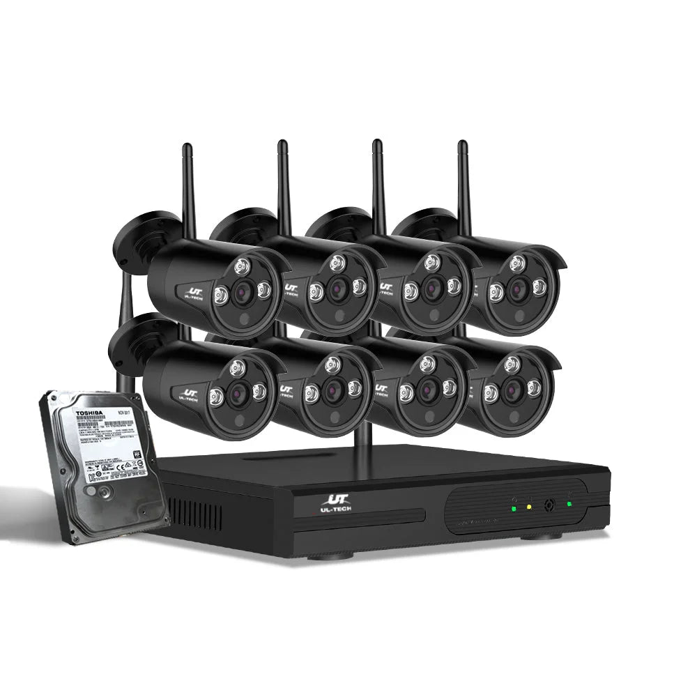 Wireless Security System 8‑CH NVR 1080P 8 Cameras 2 TB
