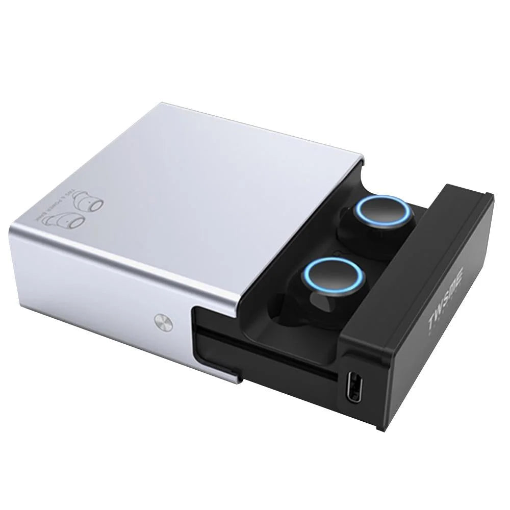 Wireless Tws Earphones With Charging Box - V7 Bluetooth 5.0 - Silver-1915196601257824256