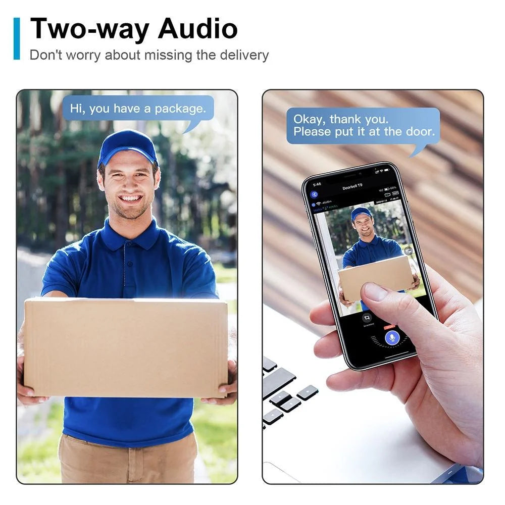 Wireless Wifi Video Doorbell With Night Vision And Ai