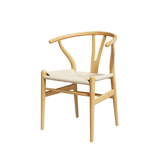 Wishbone Dining Chairs Rattan Seat Solid Wood Frame Cafe