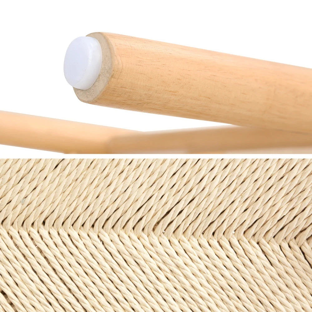 Wishbone Dining Chairs Rattan Seat Solid Wood Frame Cafe