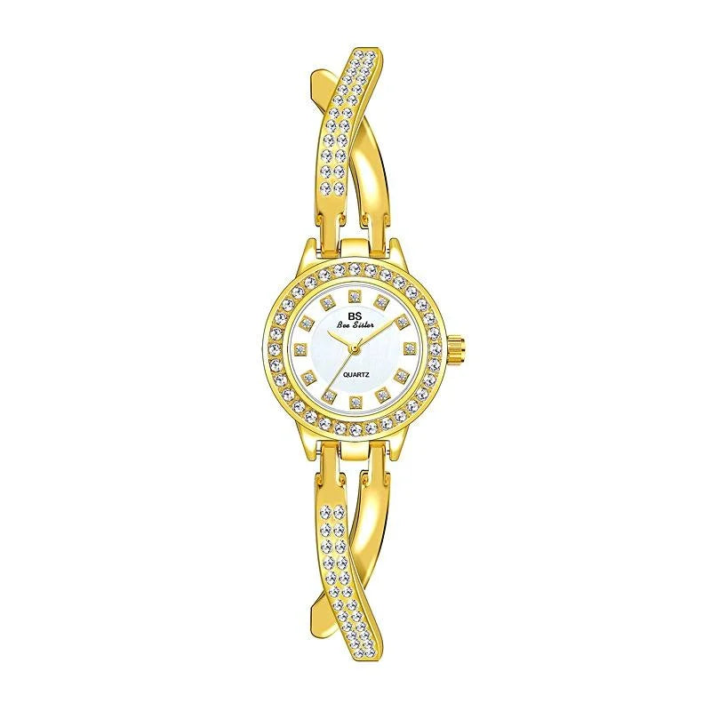 Women Butterfly Cross Diamond Bracelet Watch - Full - Rose