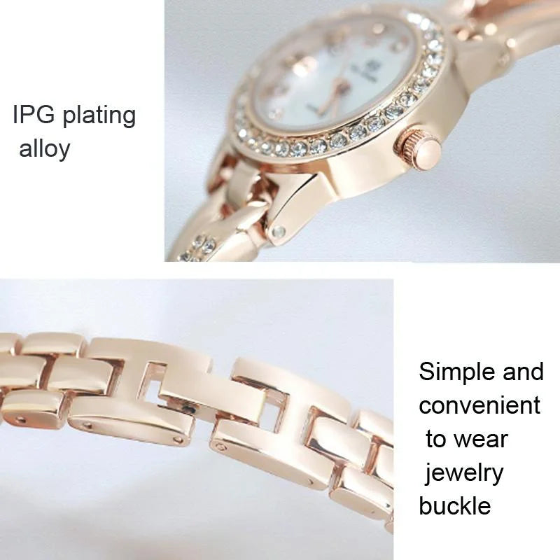 Women Butterfly Cross Diamond Bracelet Watch - Full - Rose