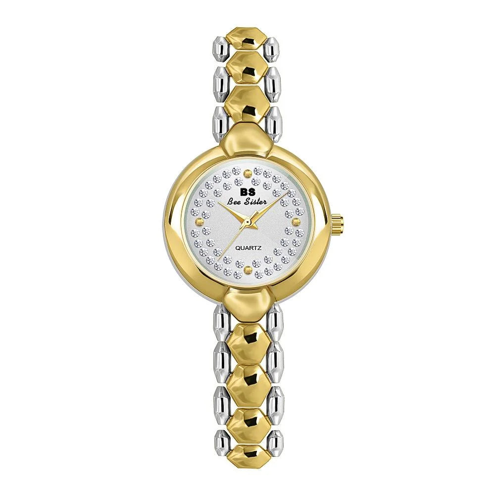 Women Diamond Chain Watch - Elegant Jewelry - Golden Silver