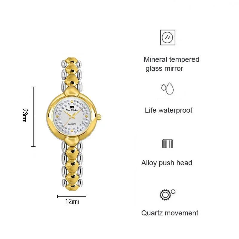 Women Diamond Chain Watch - Elegant Jewelry - Golden Silver