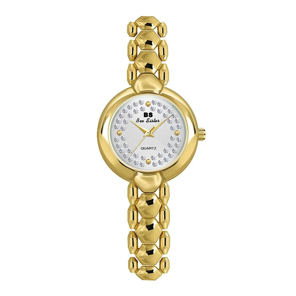 Women Diamond Chain Watch - Elegant Jewelry - Golden Silver