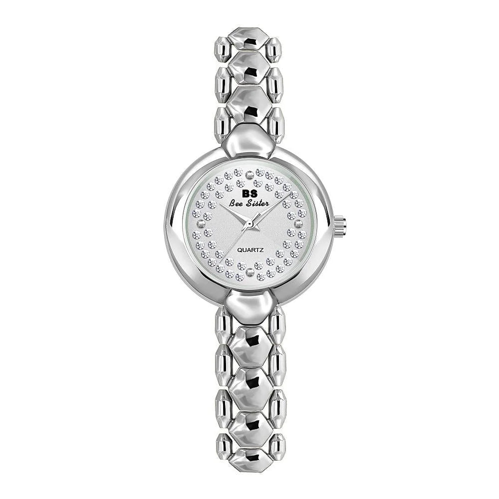 Women Diamond Chain Watch - Elegant Jewelry - Silver