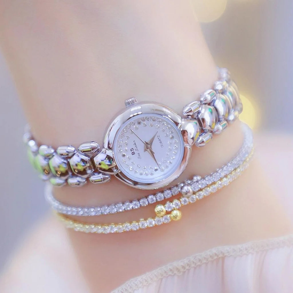 Women Diamond Chain Watch - Elegant Jewelry - Silver