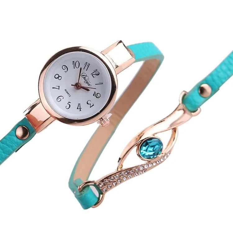 Women Lake Blue Gemstone Bracelet Watch - Eye Shape