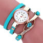 Women Lake Blue Gemstone Bracelet Watch - Eye Shape