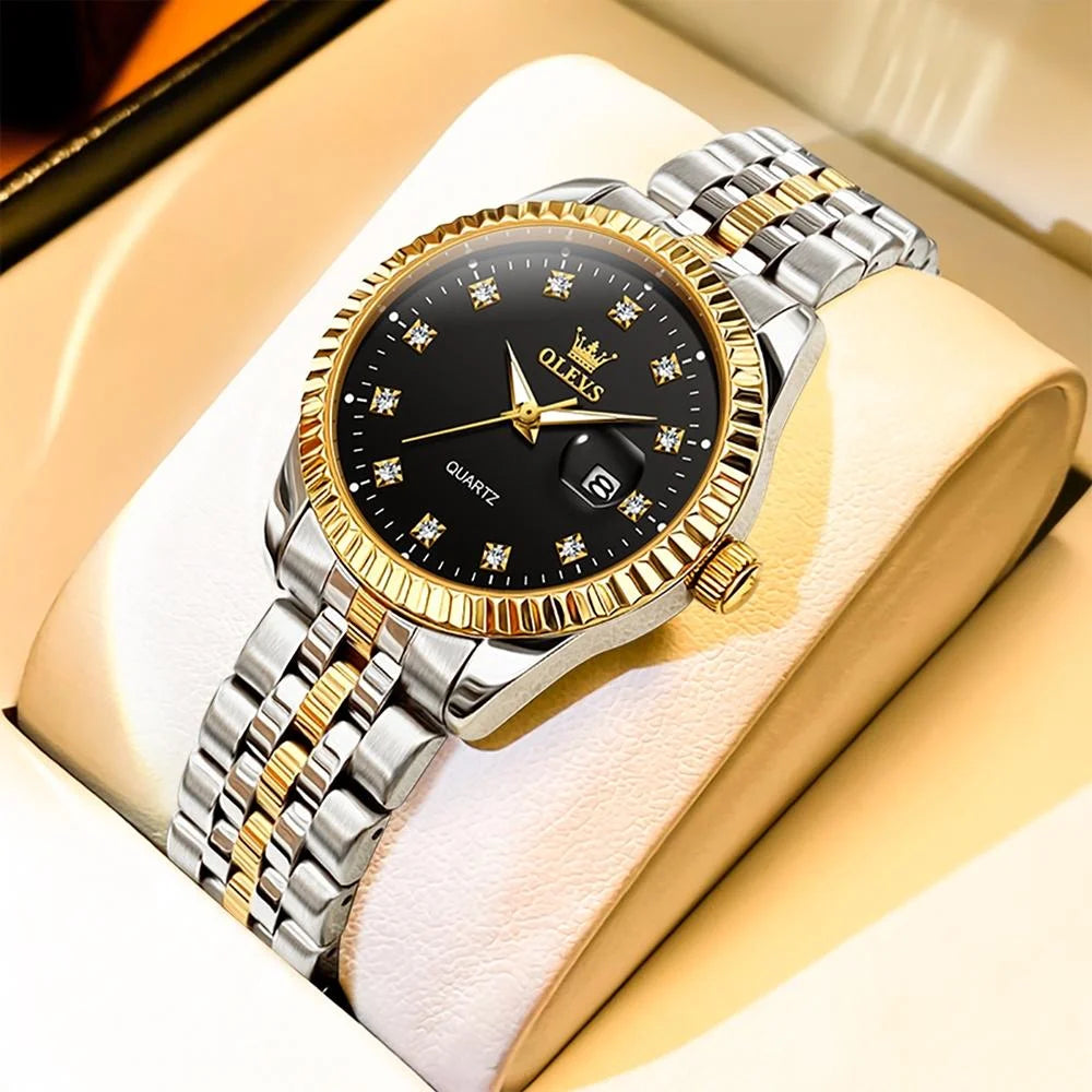 Women Luminous Diamond Quartz Watch - Waterproof - Gold