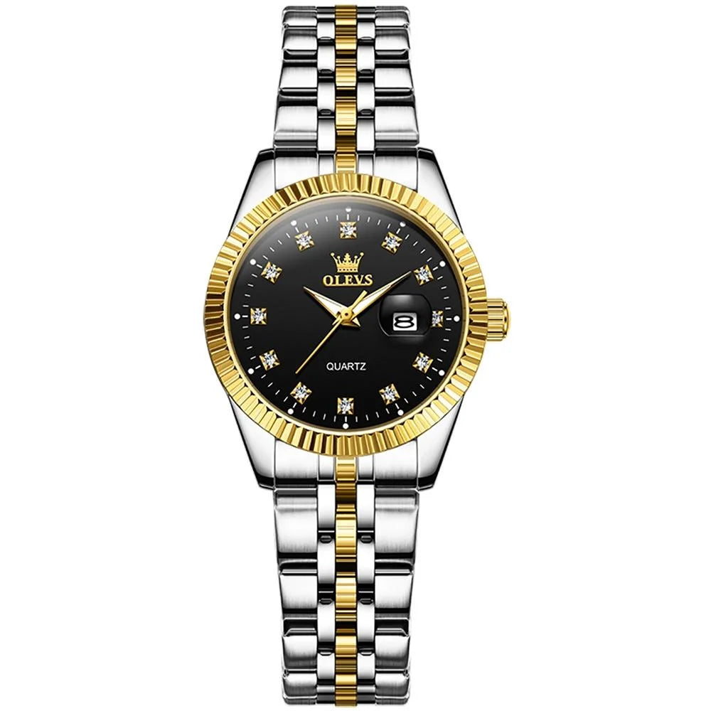 Women Luminous Diamond Quartz Watch - Waterproof - Gold